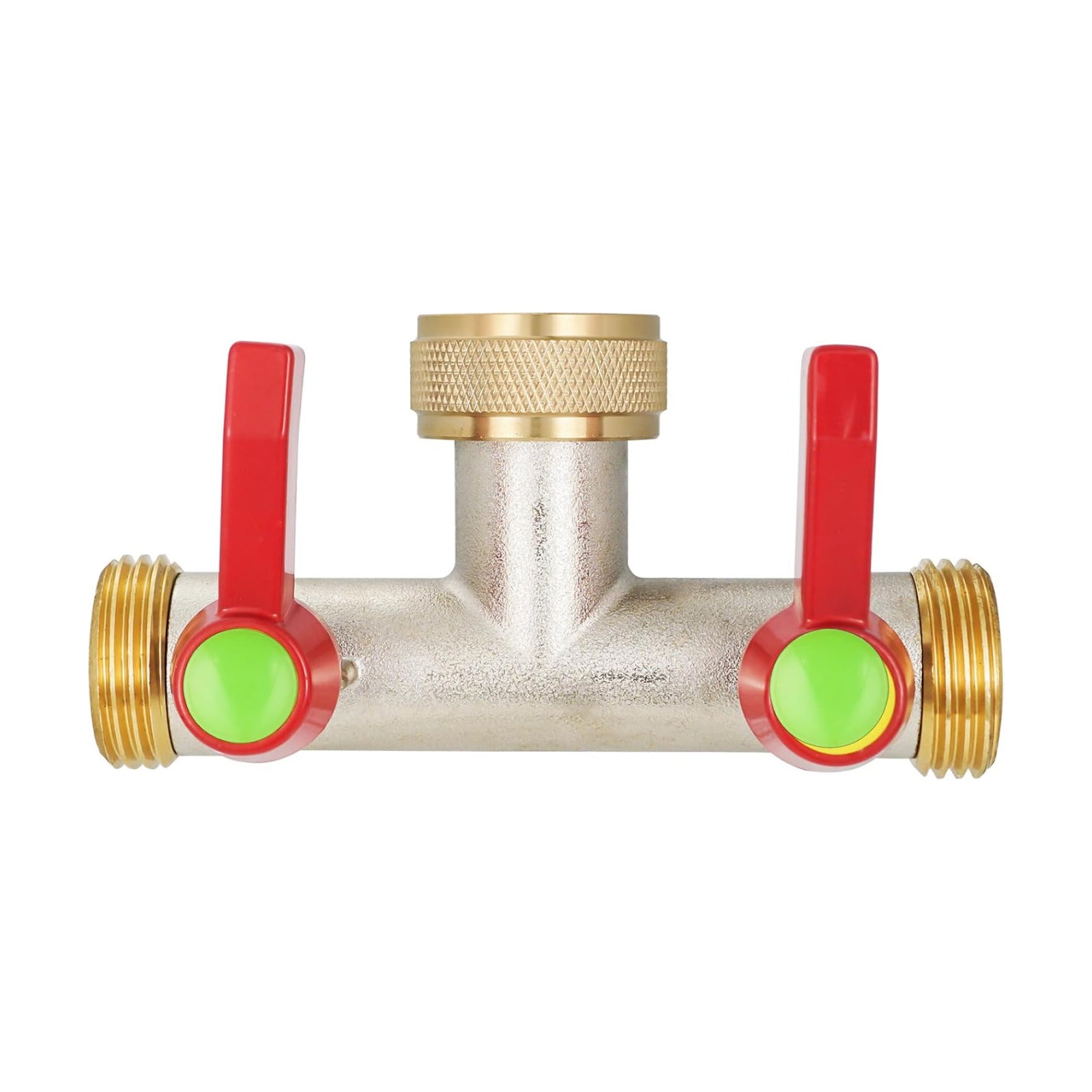 Hose Splitter 2 Way, High Flow Garden Hose Splitter, 3/4” Ght Inlet Brass Heavy Duty Hose Converter, water 2 Way Faucet