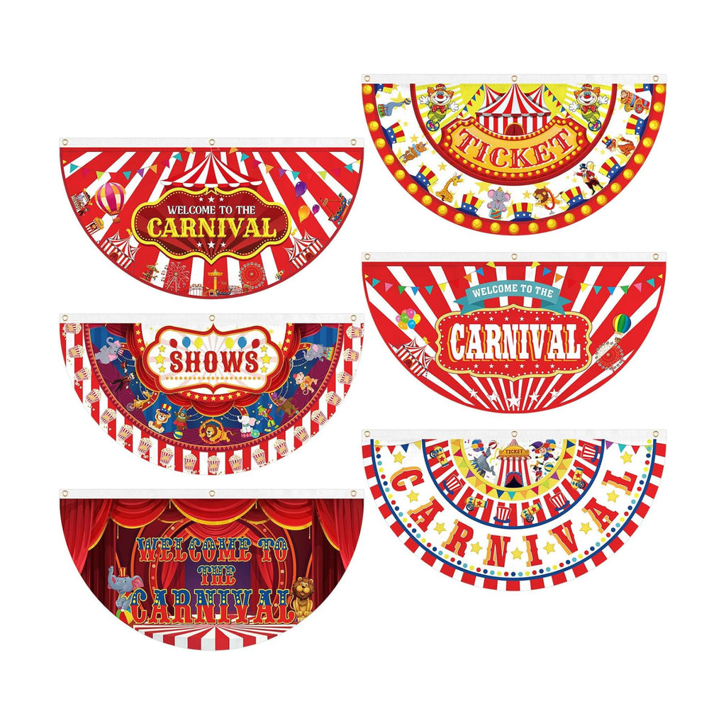 6 Pcs Halloween Circus Carnival Decor Bunting Welcome Carnival Half Banner