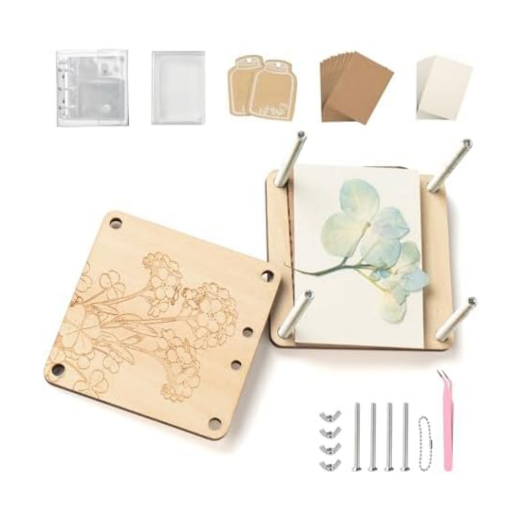 YPJXBEST Mini Flower Press Kit,2.55"x2.55" Portable Pocket Flower Press DIY Botanical Crafts Mini Plant Preservation Kit for Hiking & Nature Journaling Arts and Crafts Lovers,Plant Lover Gifts
