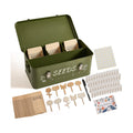 VerdantVibes Metal Seed Storage Organizer Box - Large Galvanized Seed Bin with 50 Vials, 50 Envelopes, Dividers &