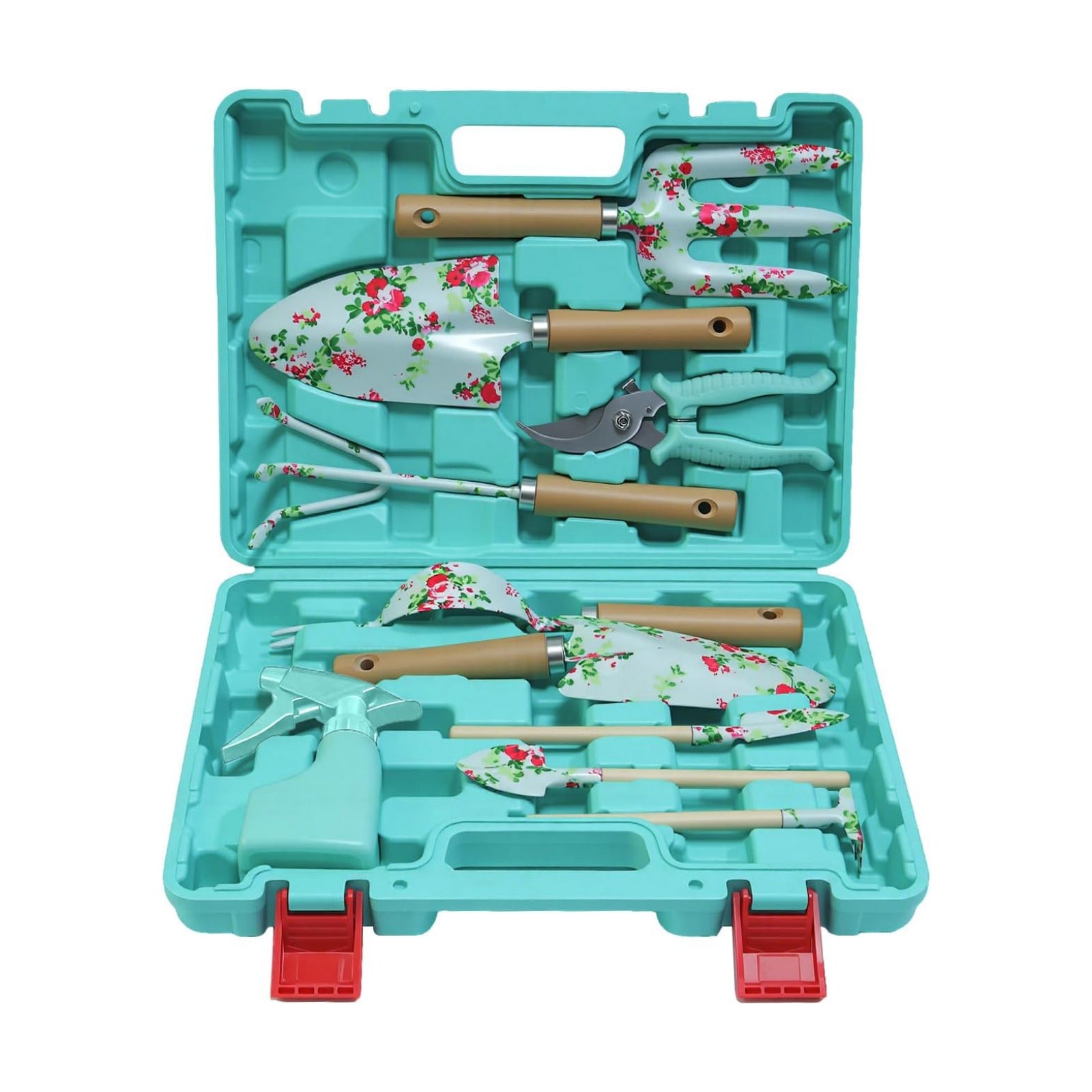 WANCHI Light Green Gardening Set, 10-Piece Garden Tool Kit with Trowel, Hoe, Shovel & Rake, Ideal Gardening Gift for
