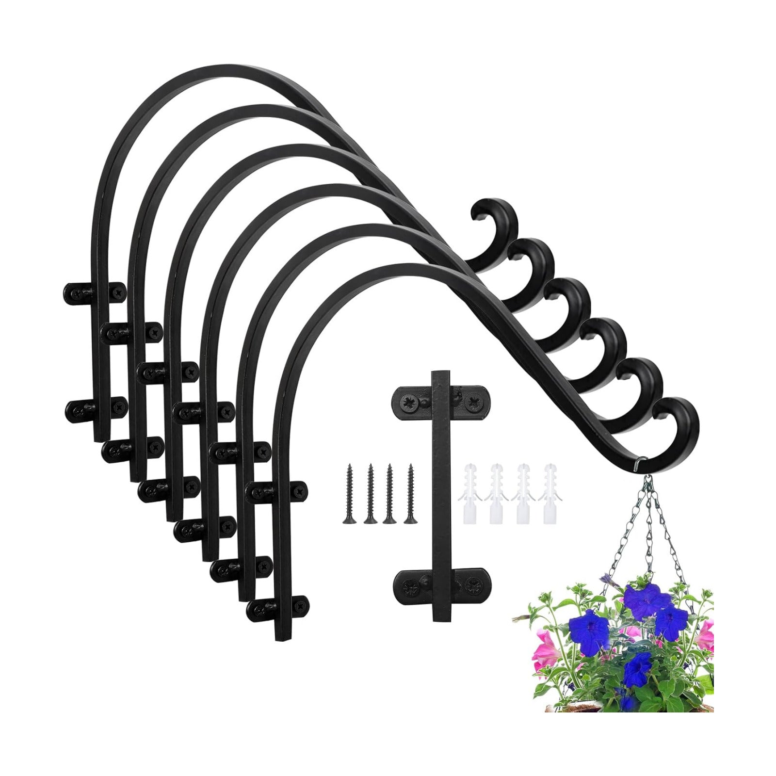16 Inch Plant Hangers Outdoor,6 Pack Heavy Duty Plant Hanger Bracket | Hanging Basket for Plants Outdoor Brackets,80lbs