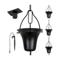 MEKKAPRO Iron Rain Chain for Gutters, 8.5ft 12-Cup, Black, Bucket-XL | Iron Powder-Coated Chain Built for Heavy Rain