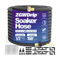 150FT 1/2" Water-Saving Soaker Hose with Solid Brass Connectors, Drip Irrigation Kit for Lawn & Landscaping with Metal