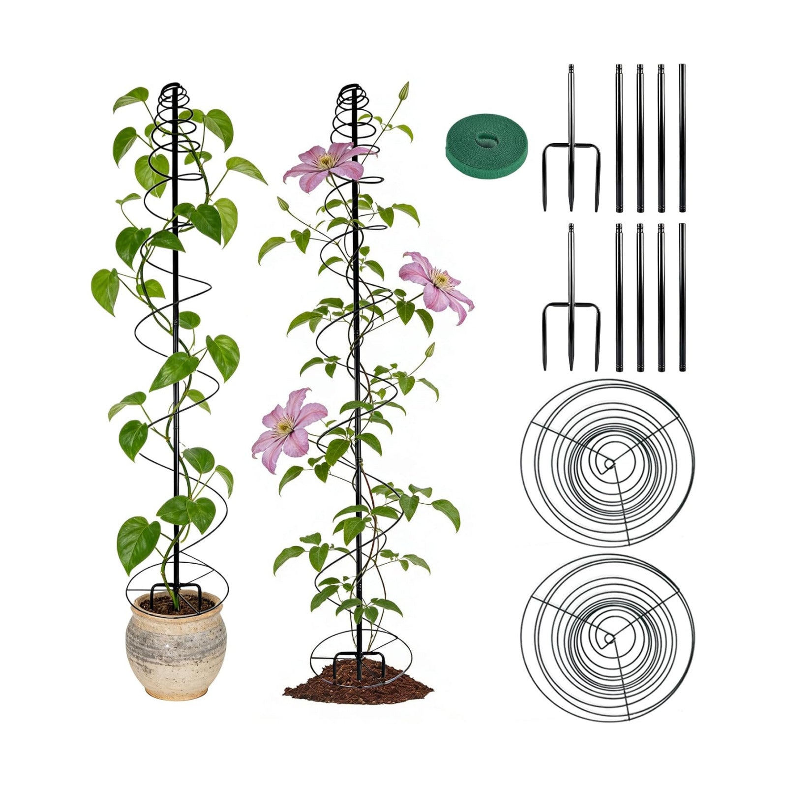 2 Pack Spiral Metal Trellis for Climbing Plants Outdoor-75 Adjustable | Plants Trellis Support, Metal Garden Trellis