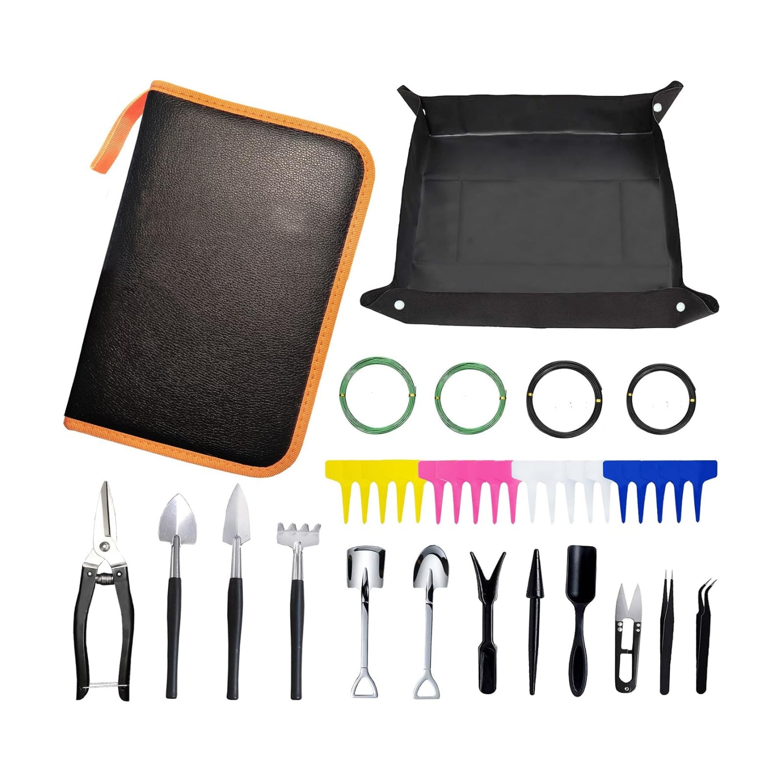 Bonsai Tools Set, 38Pcs Gardening Trimming Tools Kit Indoor Succulent Tool with 4 Tree Training Wire, Plant Repotting