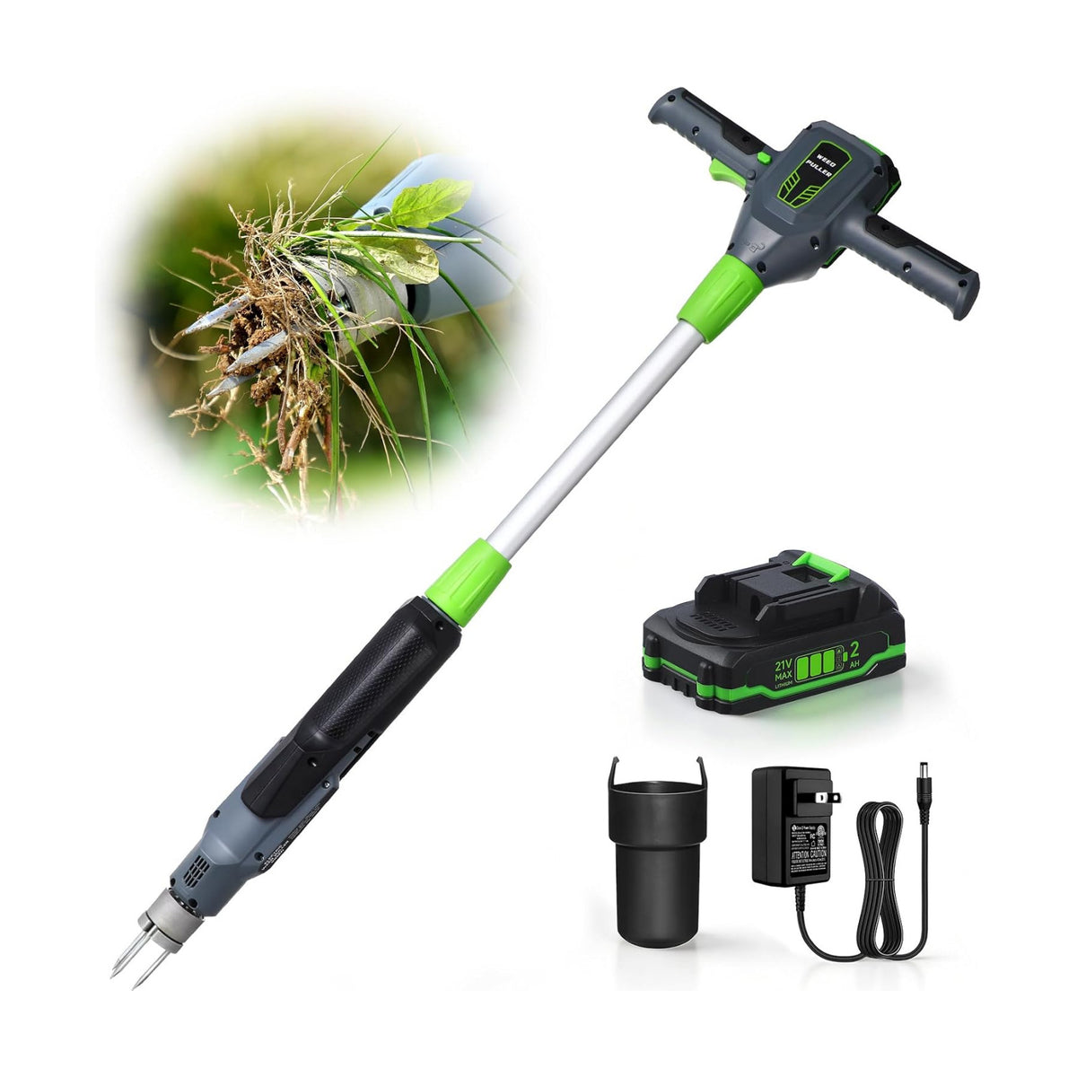Weed Puller Tool, 21V Powerful Garden Tools Electric Weeding Tool | Gardening Tools Weeder Tool with 2.0Ah Battery and