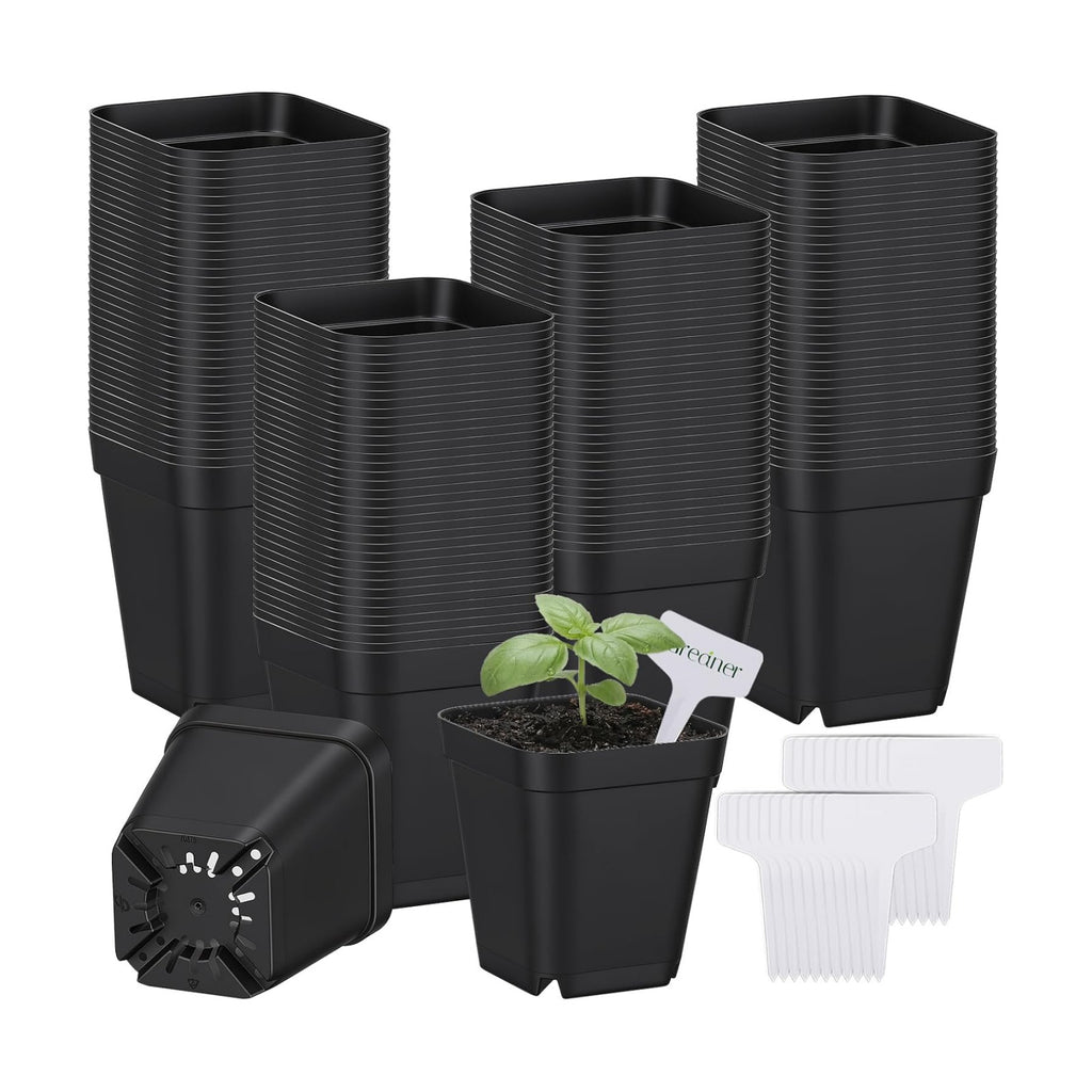 GREANER 120PCS Nursery Pots for Plants, 2.7 Inch Seed Starting Pots with 20 Packs Plant Labels, Durable Planting Pots