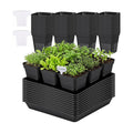 GREANER 12 Inch Sturdy Seed Tray 11PCS, 4 Inch 100PCS Flexible Square Nursery Pots with Drainage Holes, Plant