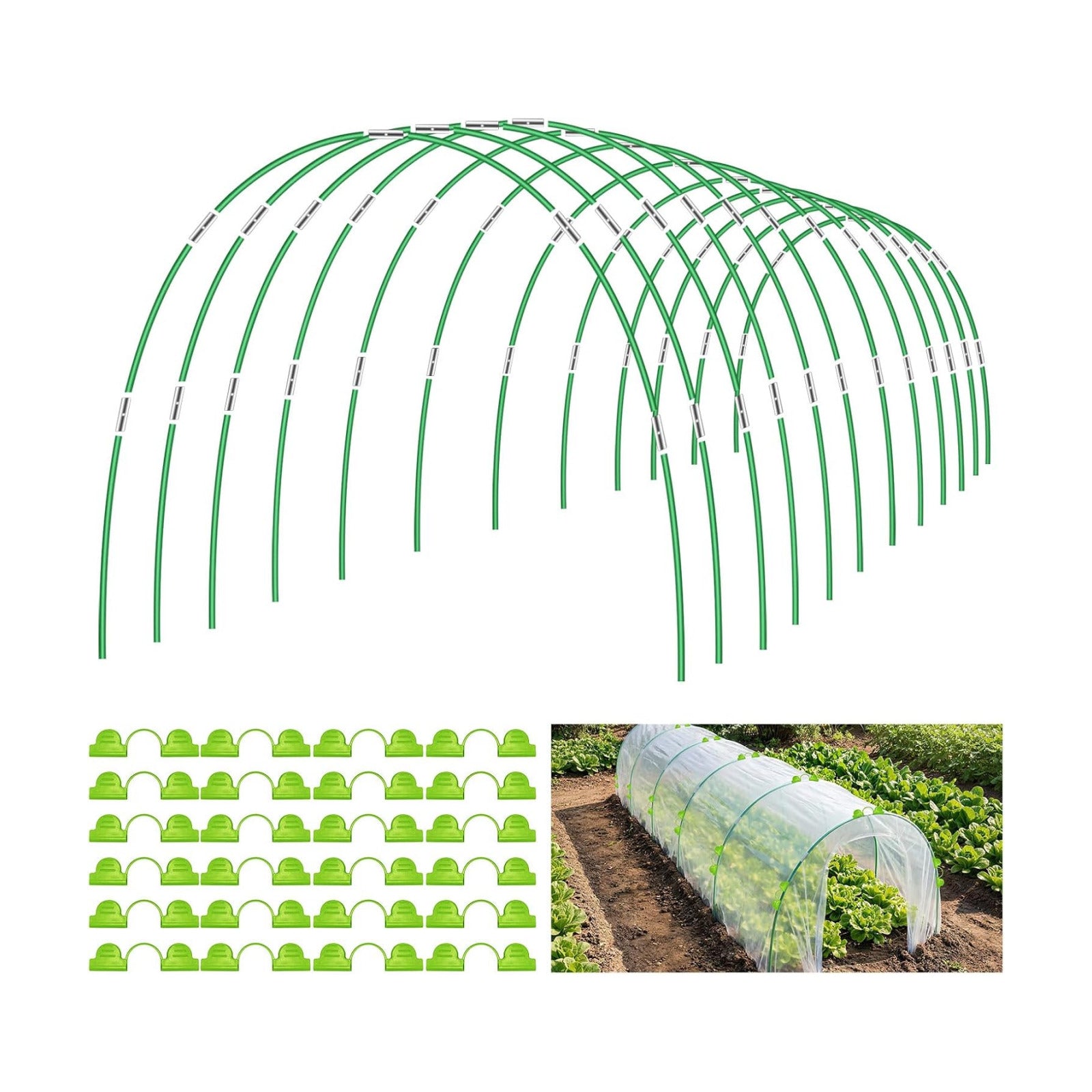 72 Pieces Garden Hoops for Raised Beds Fiberglass Support Greenhouse Hoops | 12 Sets Of 8 Ft Garden Hoops Kit Grow