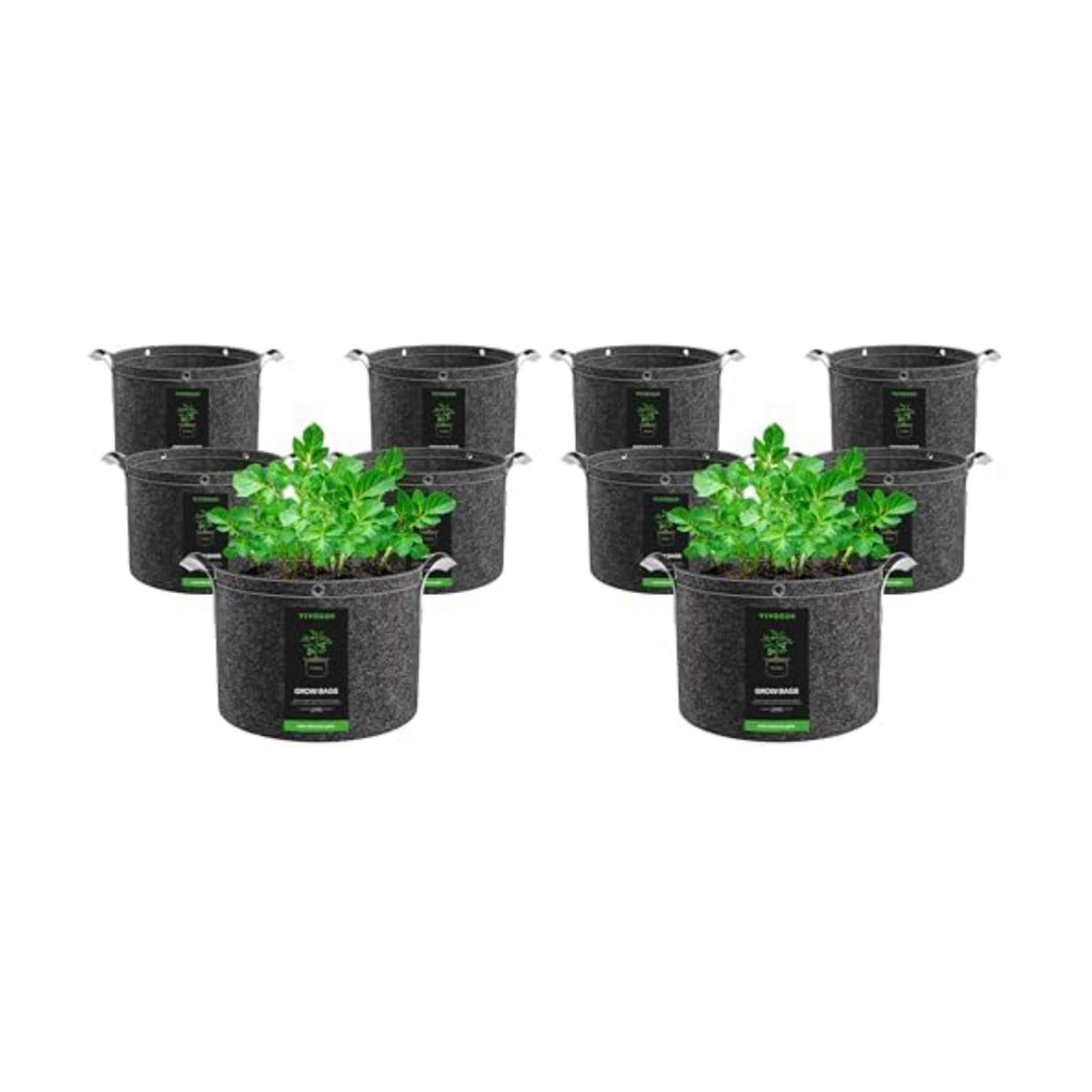 VIVOSUN 10-Pack 15 Gallon Grow Bags, 500G Thick Nonwoven Fabric Pots with Strap Handles, Multi-Purpose Rings, for Low