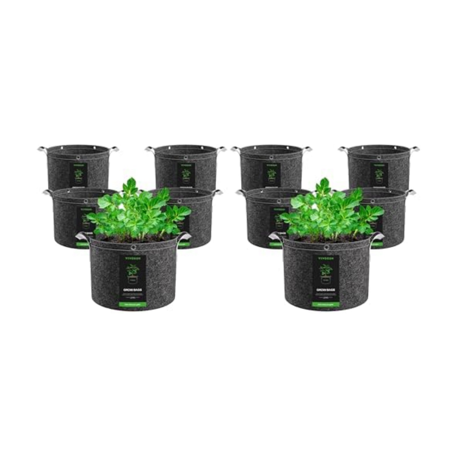 VIVOSUN 10-Pack 15 Gallon Grow Bags, 500G Thick Nonwoven Fabric Pots with Strap Handles, Multi-Purpose Rings, for Low