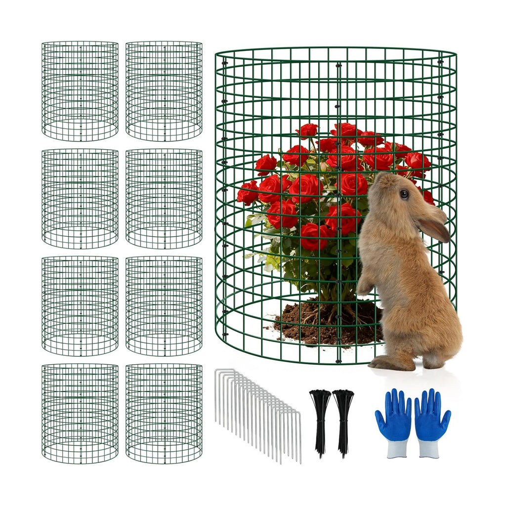 8 Pack Plant Protectors from Animals, 12x16 Inch Metal Garden Cages | Stakes & Zip Ties Included Plant Protection