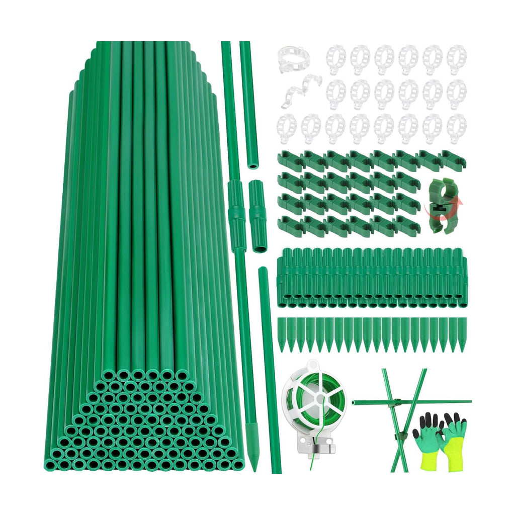 287 PCS Garden Stakes, Fiberglass Tomato Stakes, Garden Sticks | 90 Sets DIY 4ft, 5ft, 6ft, 7ft Plant Stakes with
