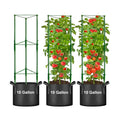 3 Pack Tomato Cage with 10 Gallon Grow Bags, 48" Height Adjustable Tomato Trellis with 65Ft Twist Tie, Heavy Duty