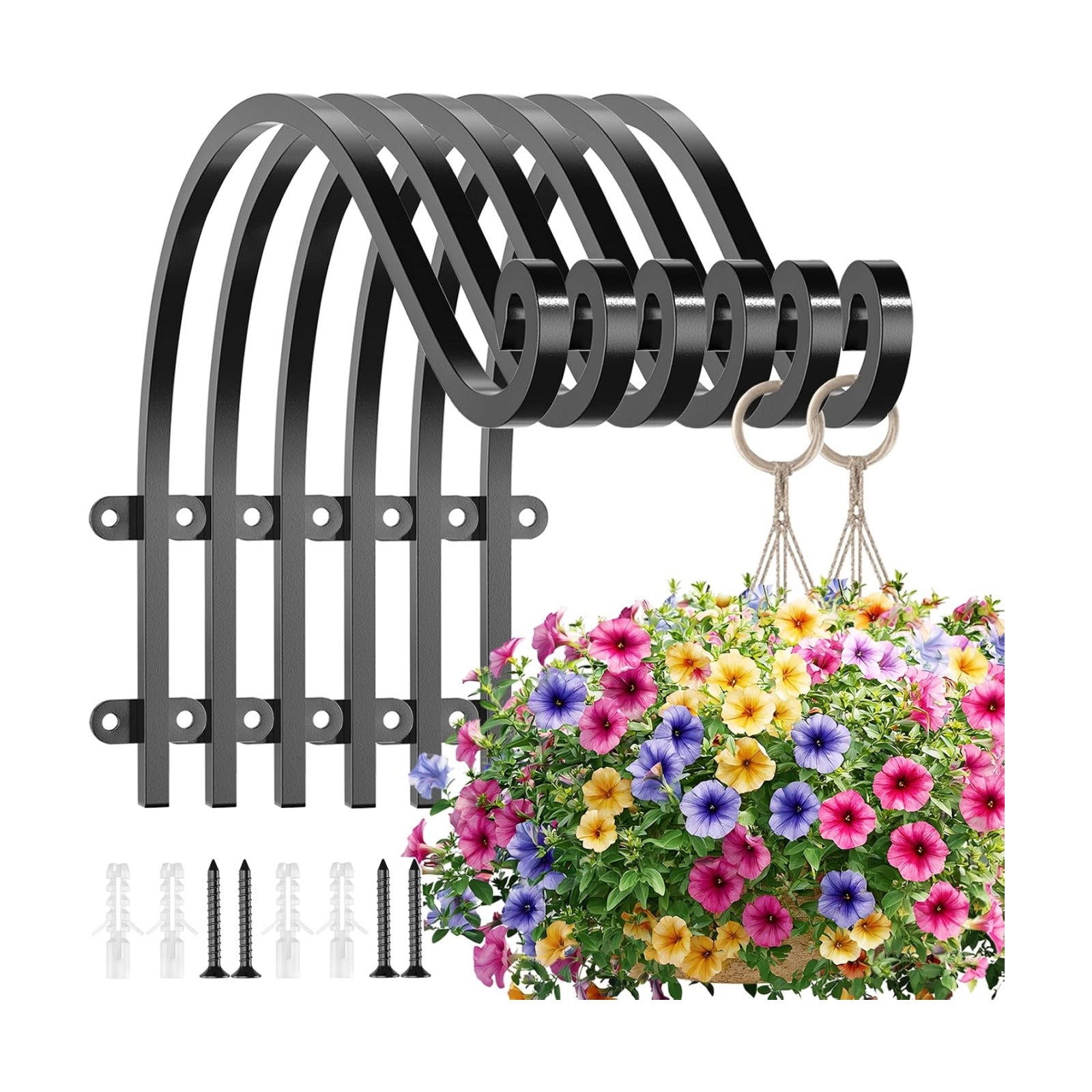 EPHECH 6Pack 16Inch Heavy Duty Hanging Plant Brackets for Plant Baskets | 80Lbs Outdoor and Indoor Hanging Brackets