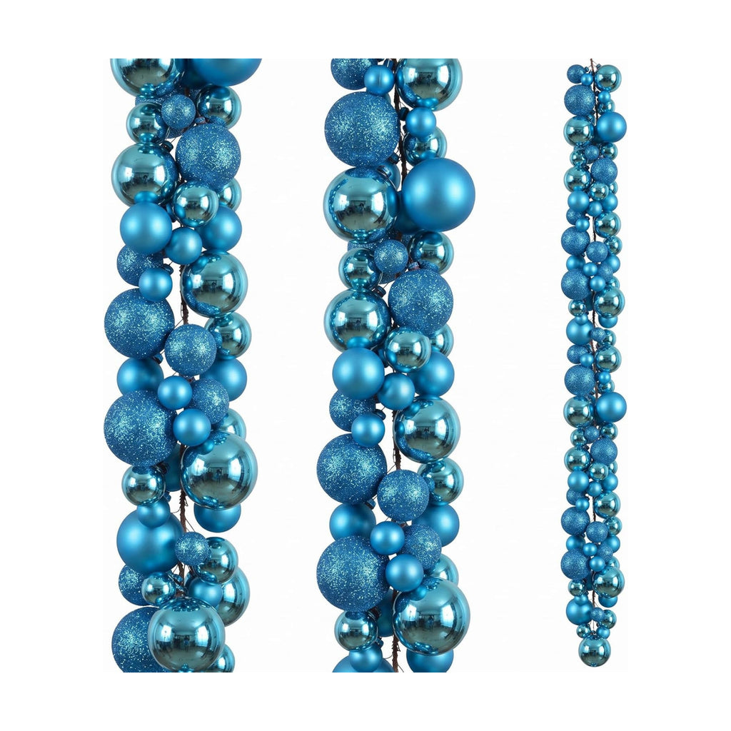 2 Pcs 6 ft Christmas Ball Ornament Garland, Turquoise