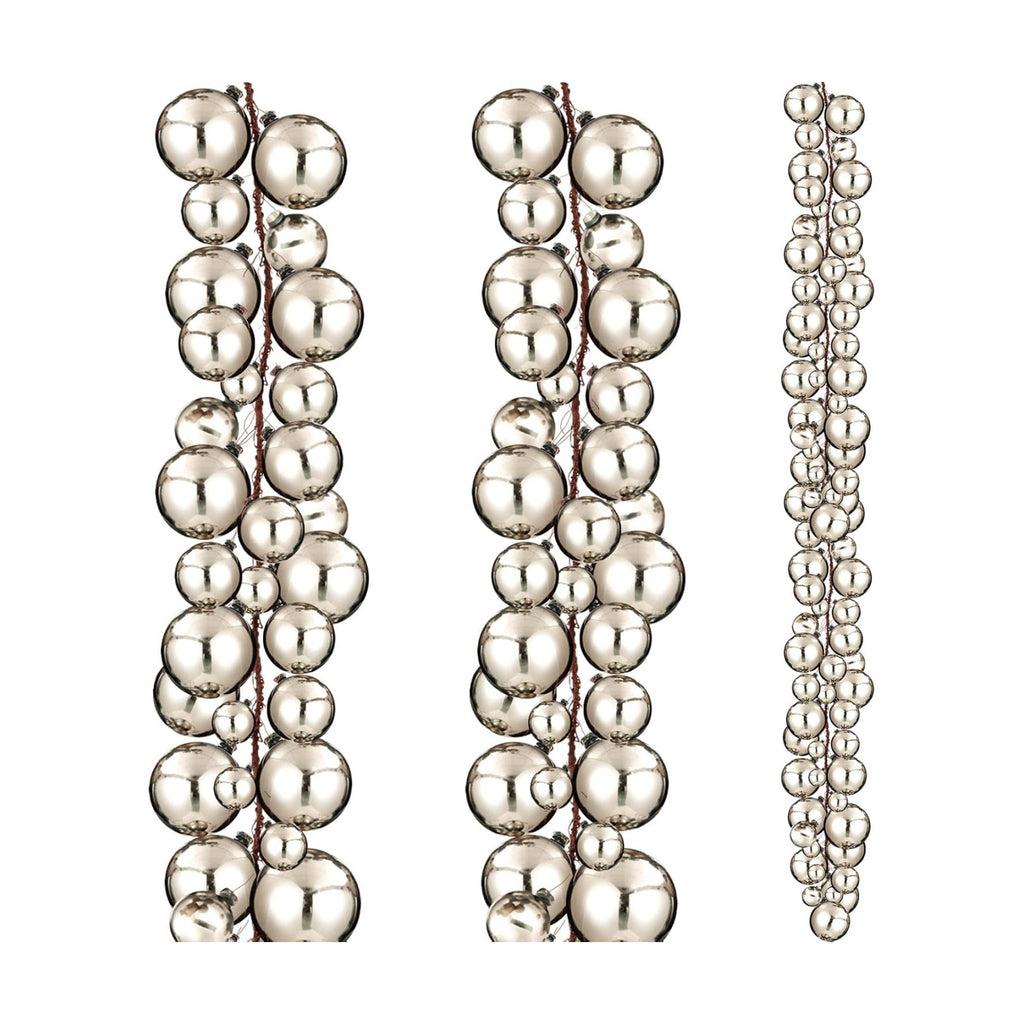 2 Pcs 6 ft Christmas Ball Ornament Garland, Glossy Champagne Gold