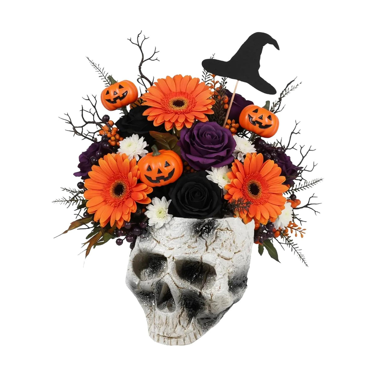 Wowagoga Halloween Resin Skull Flower Pot Planter Skull Head Bowl Decor
