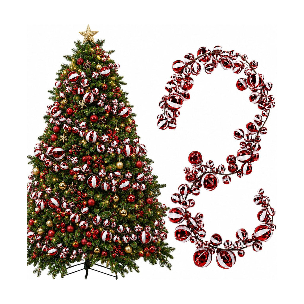 2 Pcs 6 ft Christmas Ball Ornament Garland, Candy