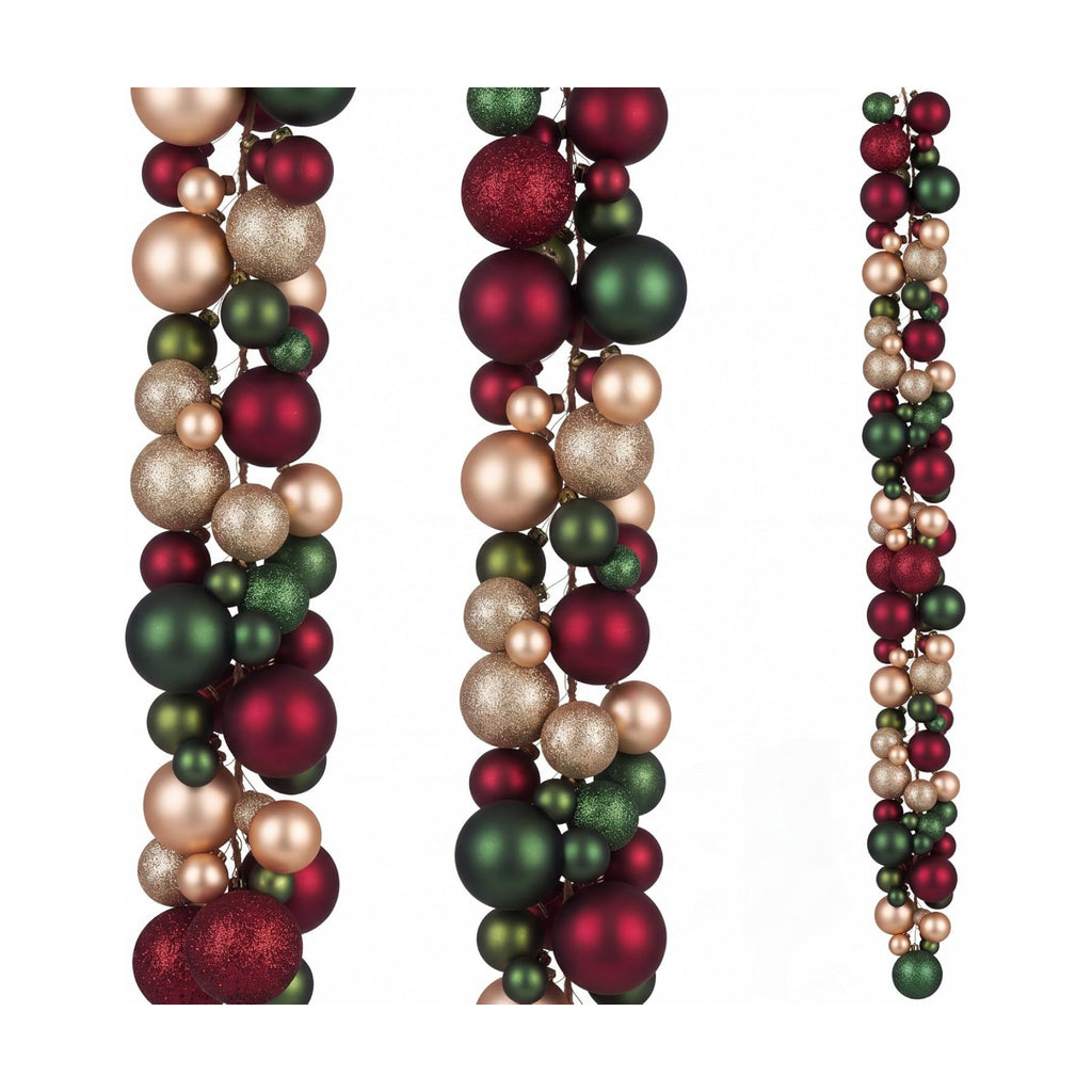 2 Pcs 6 ft Christmas Ball Ornament Garland, Retro