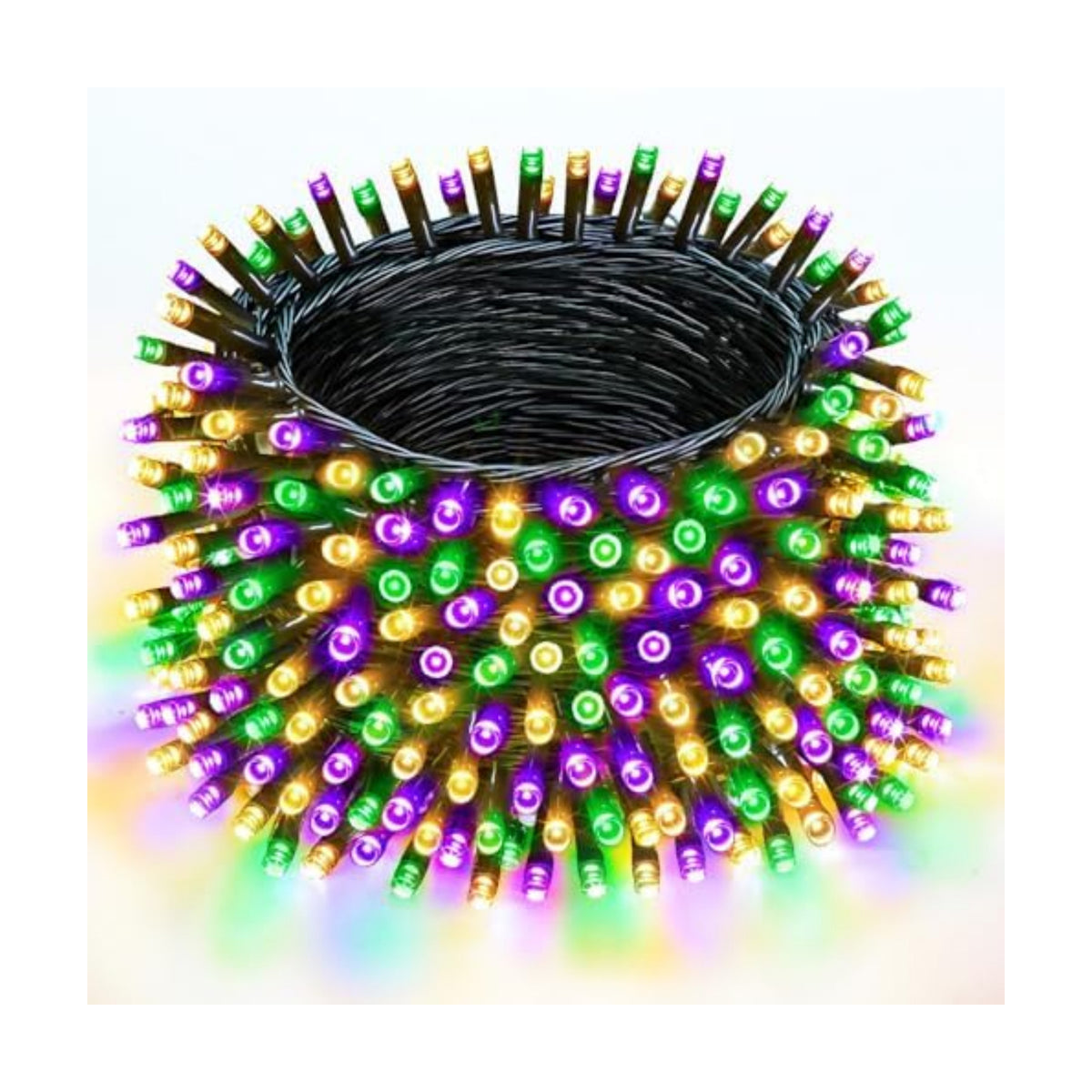 200 LED Extendable Green Yellow Purple Mardi Gras Lights Outdoor Indoor