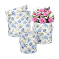Hollyone White and Blue Gift Box with Lids Set of 3 Round Nesting Gift Boxes for Presents 3 Assorted Sizes Flowers Arrangements Garden Box for Gift Giving Thanksgiving Mom Gifts Present Wrapping