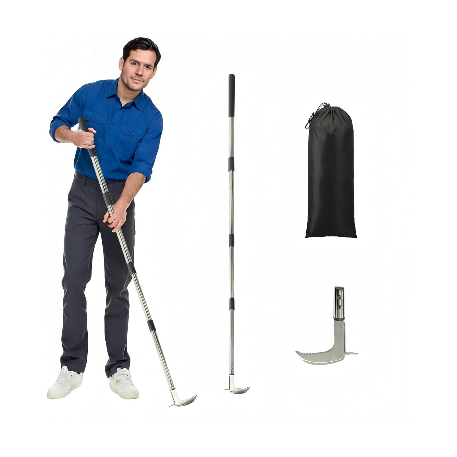 Weed Puller Crack Long Handle, Adjustable for Stand Up Height Garden Tools Patio Sidewalk Driveway