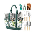 10Pcs Garden Tool Set, Rust-Proof Stainless Steel, Ash Wood Handles, Green | High-Hardness Tool Heads, Reinforced