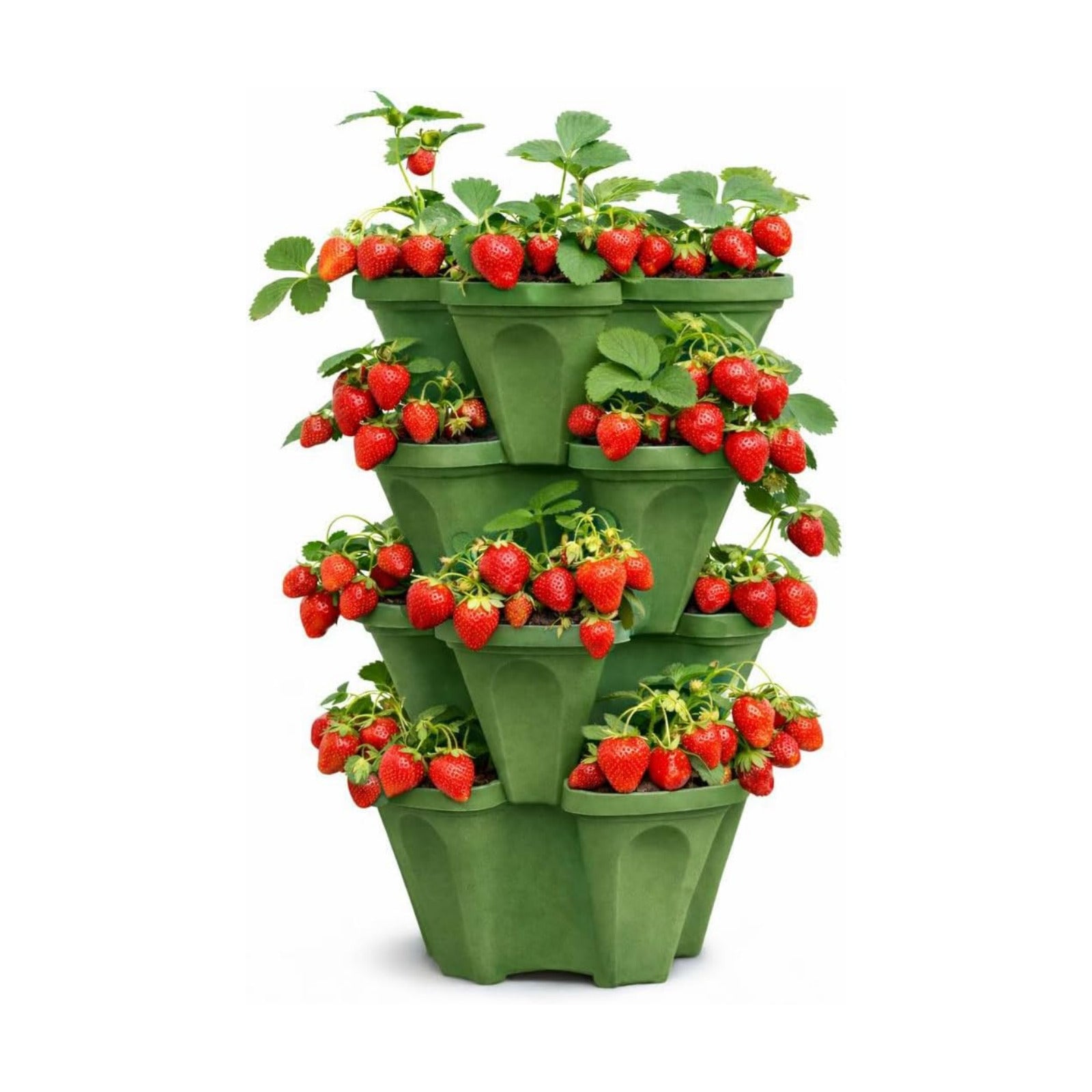 Strawberry Planter Tower, 4 Tier Stackable Vertical Planter, 16 Plant Sites, Space Saving Garden Planter, Indoor