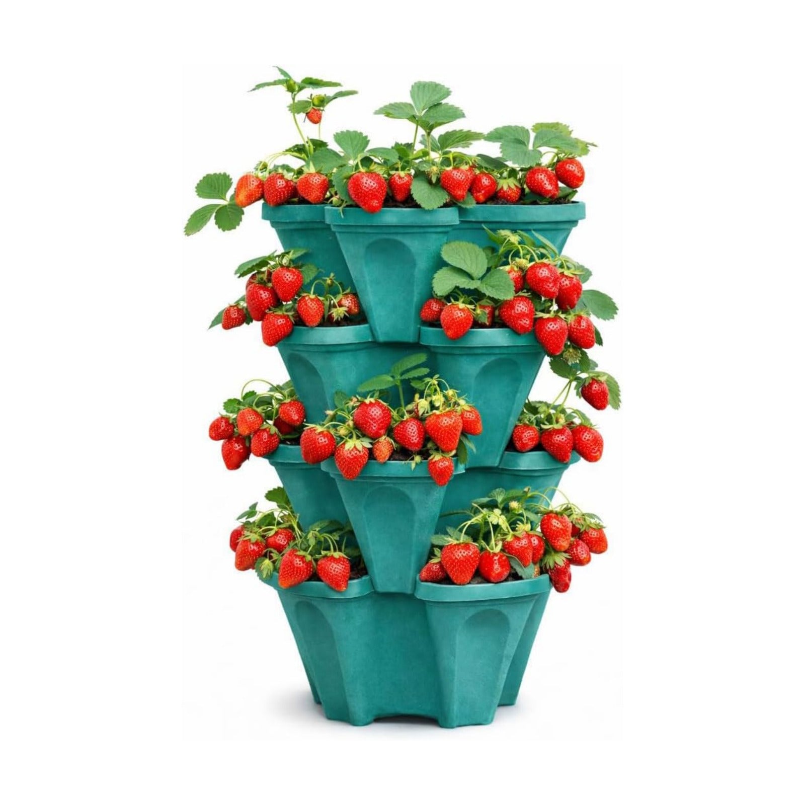 Strawberry Planter Tower, 4 Tier Stackable Vertical Planter, 16 Plant Sites, Space Saving Garden Planter, Indoor