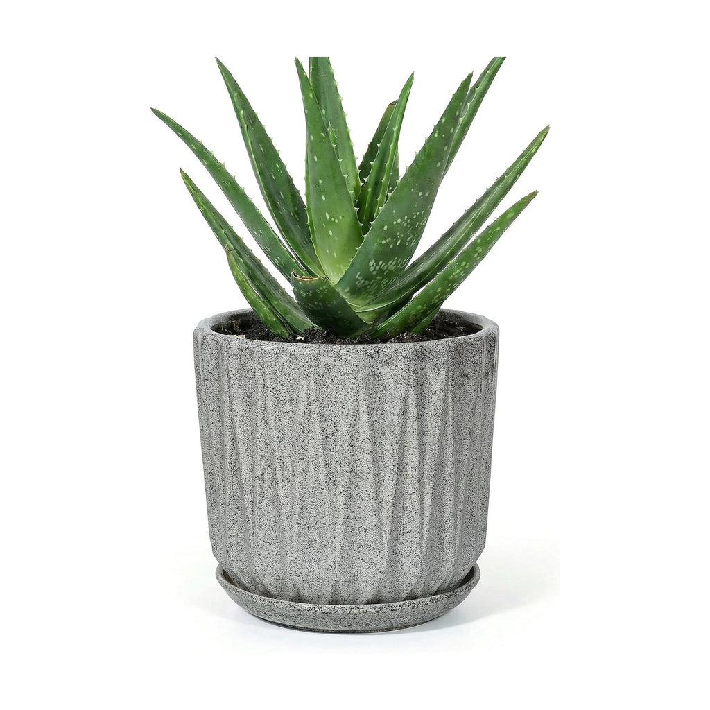 7.5 Inch Ceramic Planter Pot with Saucer Drainage Leak-Proof Mesh,Flower Pots for Indoor Plants with Gardening