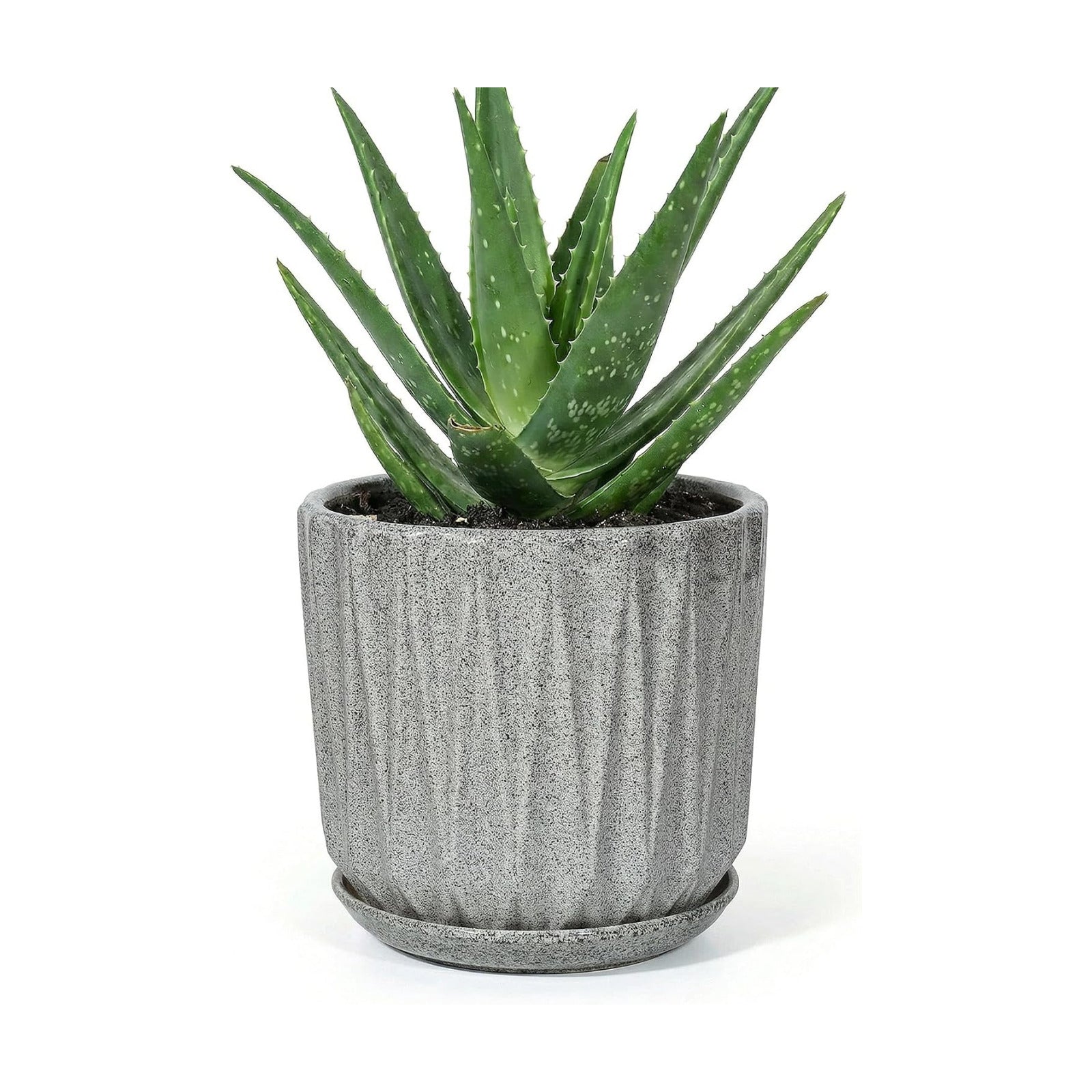 7.5 Inch Ceramic Planter Pot with Saucer Drainage Leak-Proof Mesh,Flower Pots for Indoor Plants with Gardening