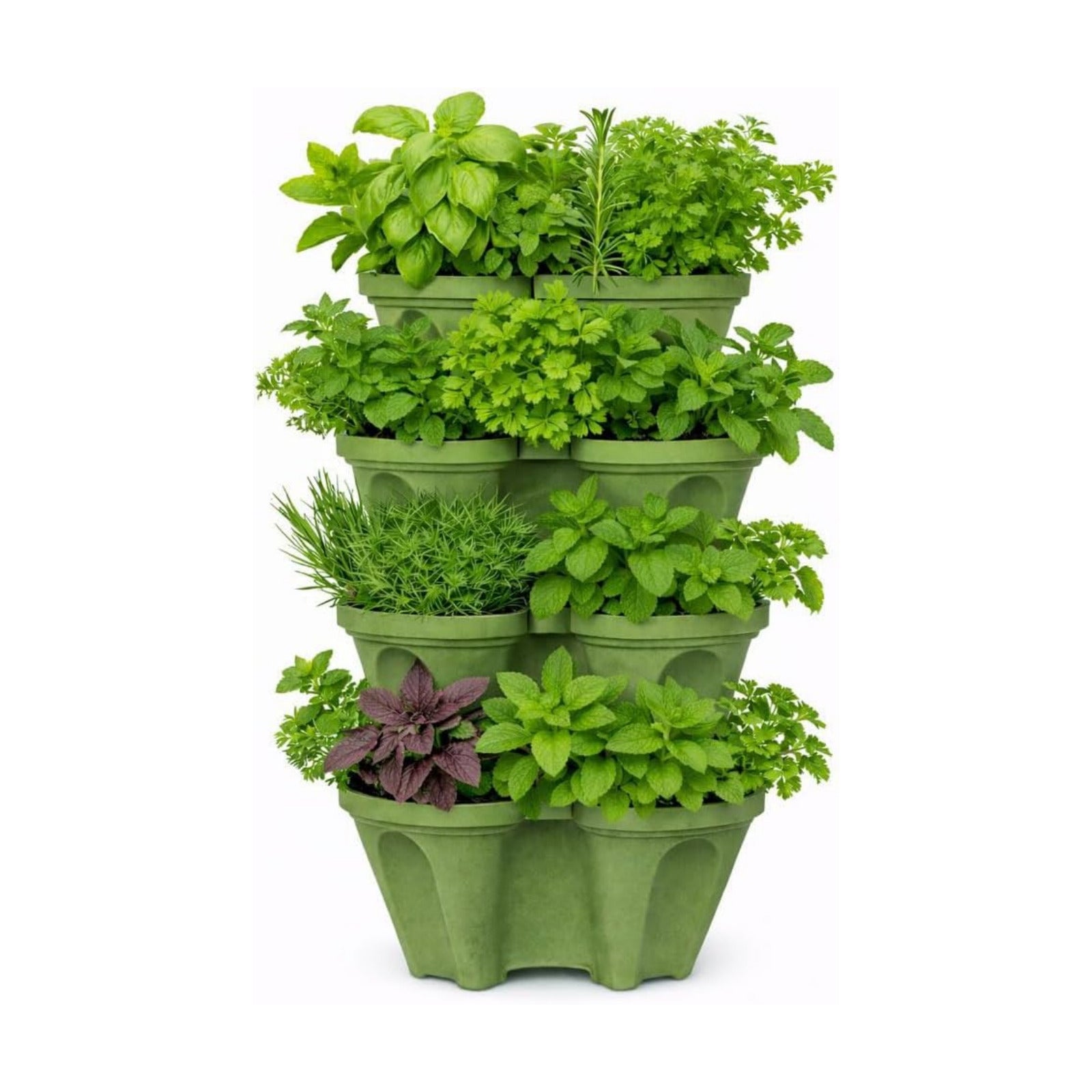 Large Vertical Planter Tower, 4 Tier Stackable Garden Planter, 16 Plant Sites, Heavy Duty Strawberry Planter, Vertical