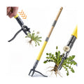 Stand Up Weed Puller Tool with Slide-Release System, Effortless Weeder for Lawn & Garden, 3-Section Wood Handle for