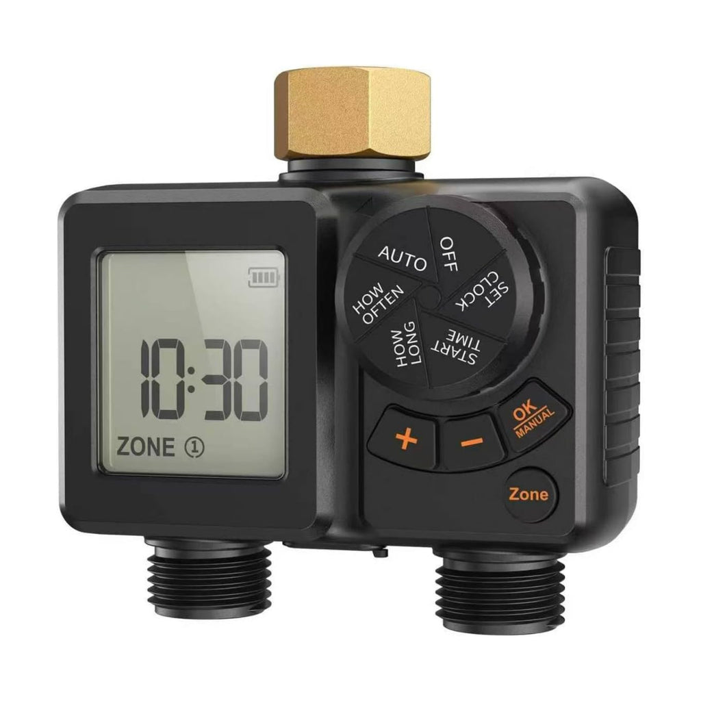Sprinkler Timer 2 Zone,Water Timer for Garden Hose with Lithium Battery Hose Timers with Brass Inlet