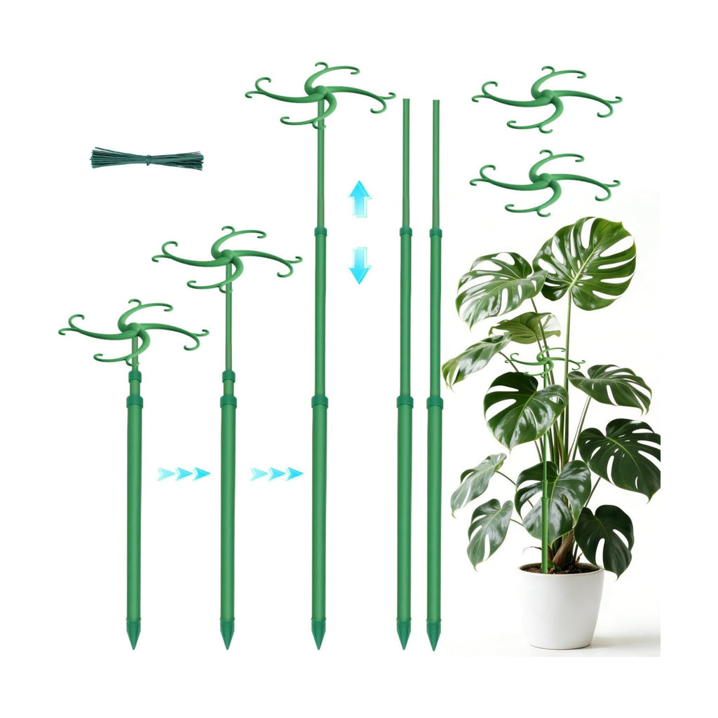 Telescoping Plant Stakes 5Pack 17.3to42.3IN Adjustable MonsteraPlantSupport