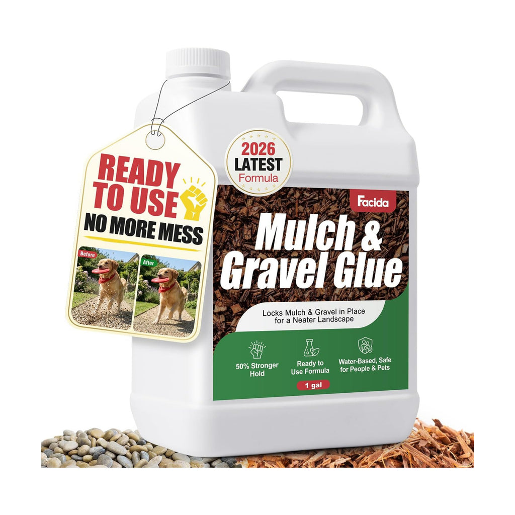 Mulch Glue for Landscaping - 128 fl oz Ready to Use Rock Glue | Fast Dry Weather Resistant Gravel Stabilizer & Non