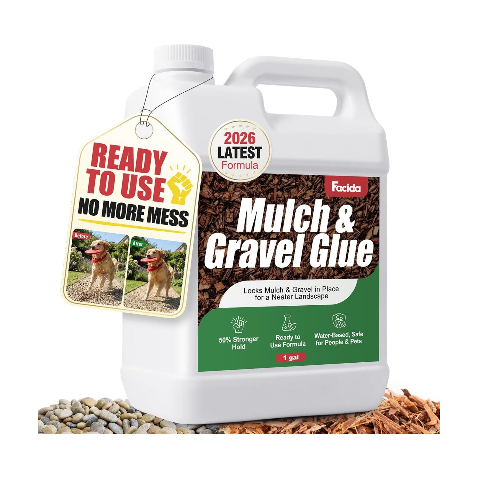 Mulch Glue for Landscaping - 128 fl oz Ready to Use Rock Glue | Fast Dry Weather Resistant Gravel Stabilizer & Non