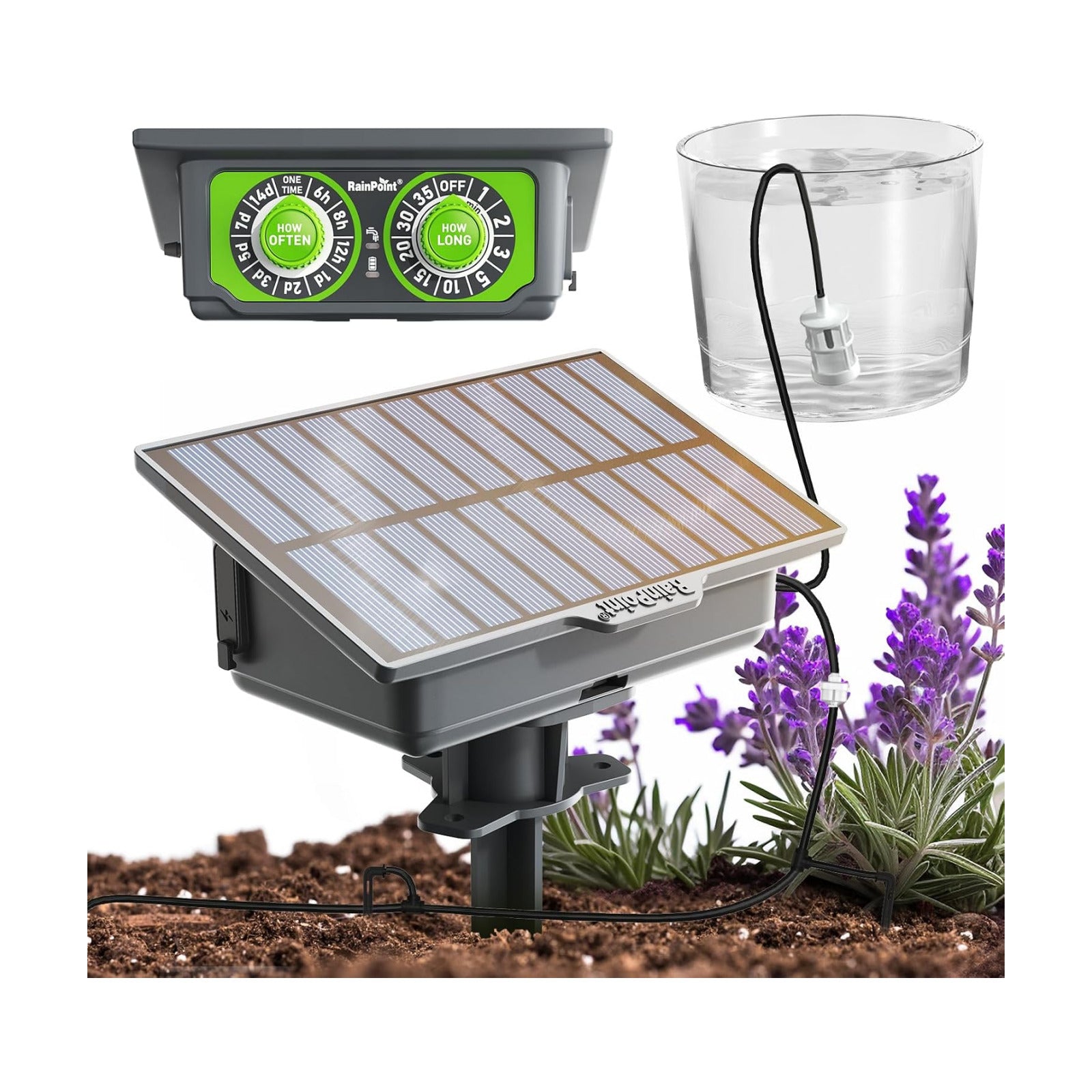 RAINPOINT Easy-Setup Solar Drip Irrigation System Outdoor & Indoor, Automatic Plant Waterer Device Kit