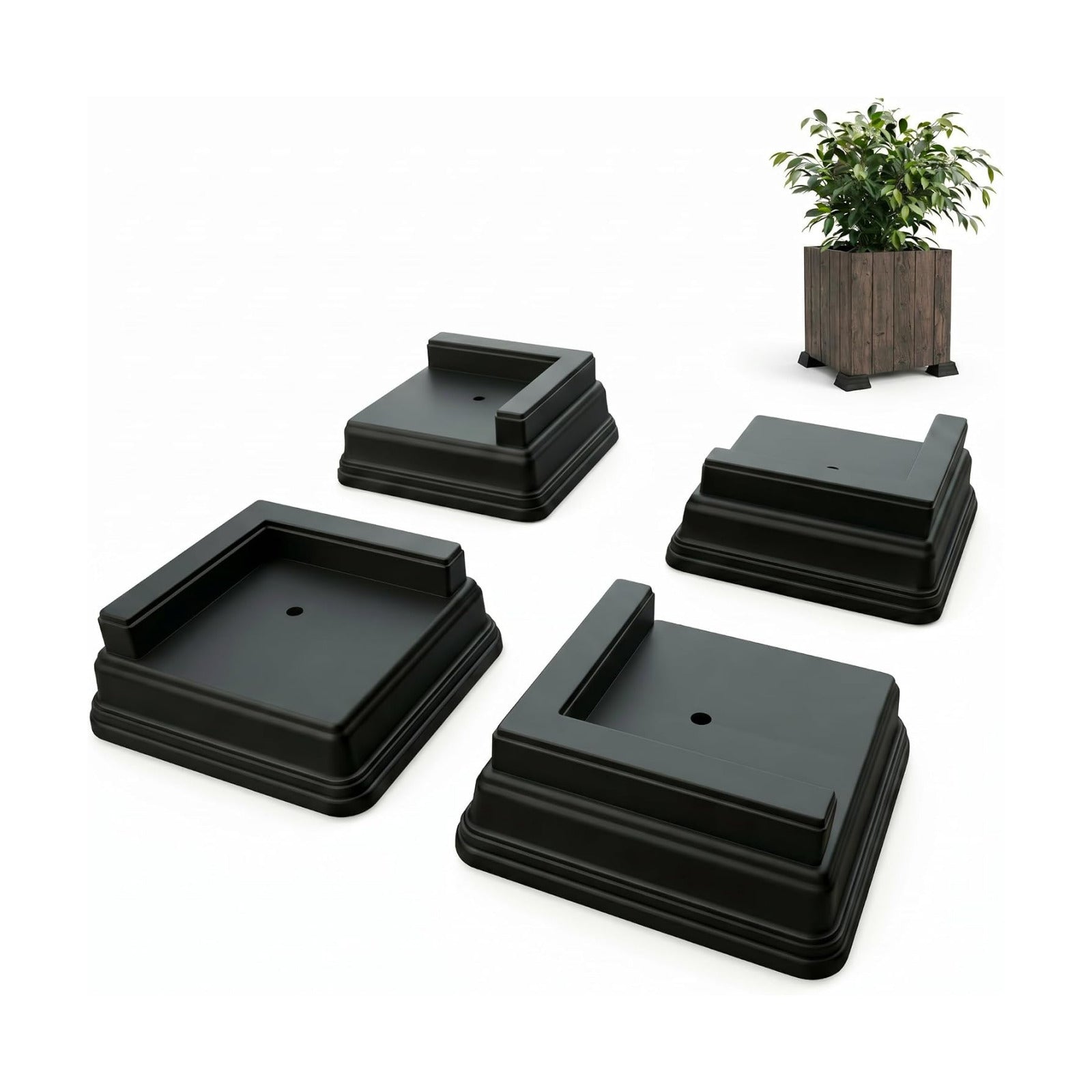 Corner Planter Feet – Pot Feet for Square & Rectangular Planter Boxes – Improves Drainage & Helps Protect Decks –