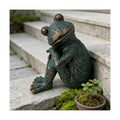 Vintage Verdigris Meditating Frog Garden Statue, 9.8" H | Hand-painted verdigris finish Weather-resistant resin craft