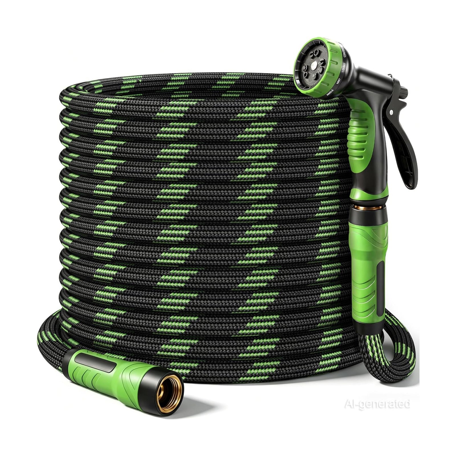 NON-EXPANDABLE Garden Hose 75 FT Water Hose with 10-Function Spray Nozzle | Yard hose Heavy Duty Steel Metal