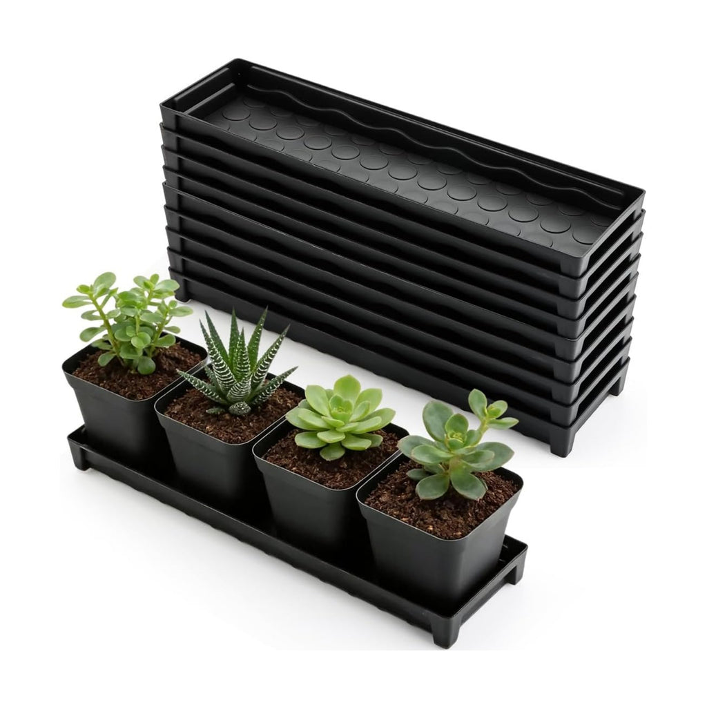 10 Pack Plastic Windowsill Plant Pot Trays (16"x5.5"x1.5"), Rectangular Window Sill Saucer with Removable Drainage
