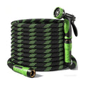 NON-EXPANDABLE Garden Hose 50 FT Water Hose with 10-Function Spray Nozzle | Yard hose Heavy Duty Steel Metal