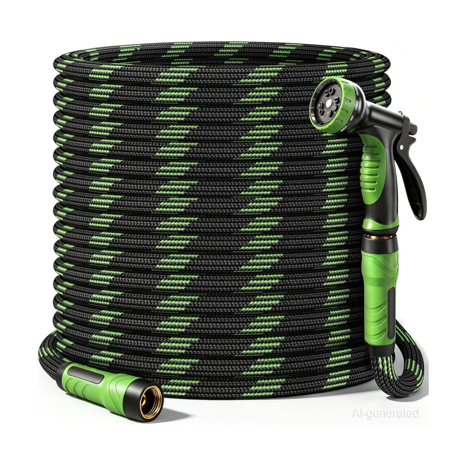 NON-EXPANDABLE Garden Hose 100 FT Water Hose with 10-Function Spray Nozzle | Yard hose Heavy Duty Steel Metal
