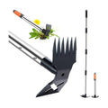 60" Weed Puller Tool with Long Handle and 17" Weeding Tools Gardening Set | Dual Side Hand Weed Rake and Hoe Garden