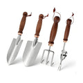 Garden Tools, 4 Pack Garden Shovel with Wooden Handles Hand Tools with Transplanting Hand Shovel, Rake and Root Picker