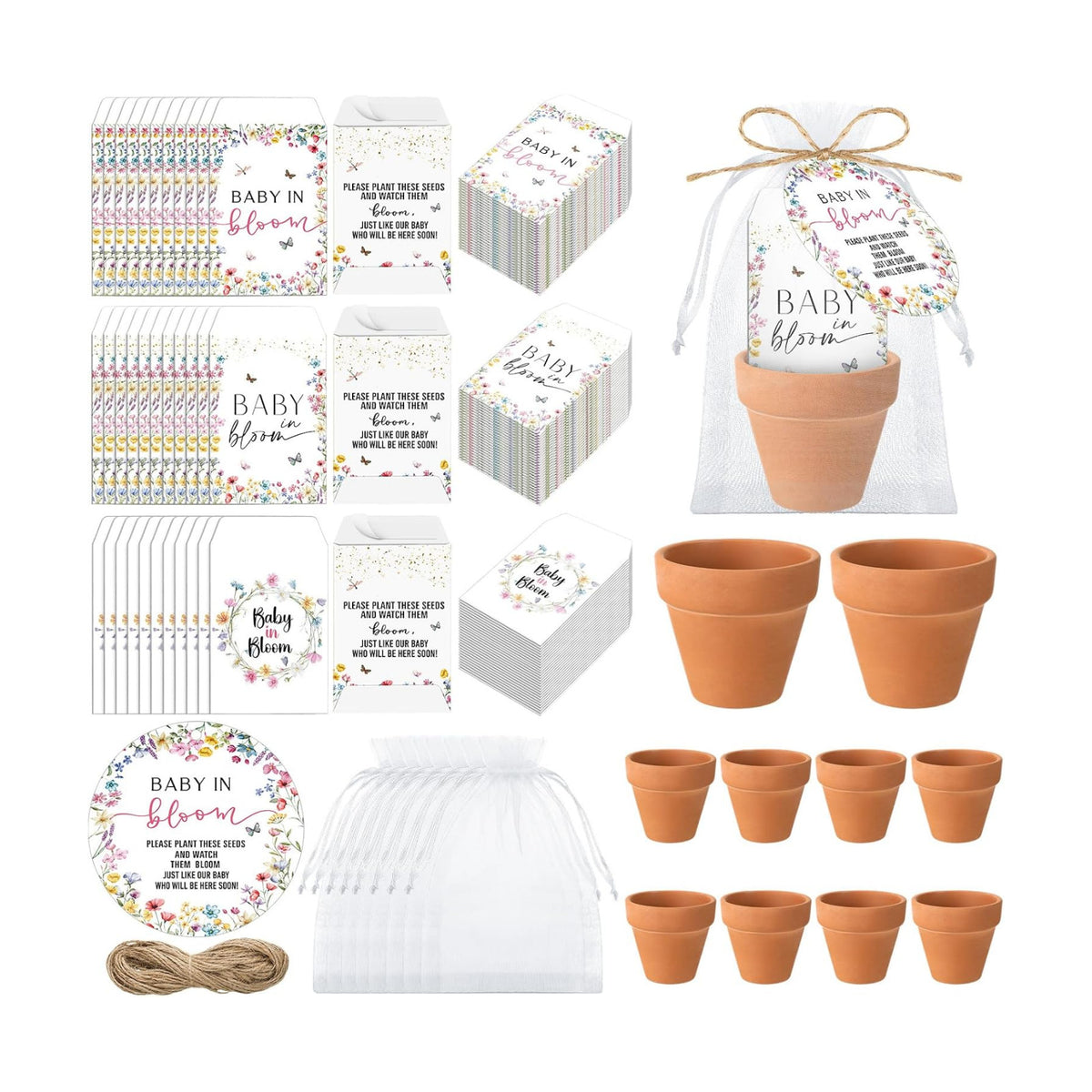 Reallnaive 96 Sets Baby in Bloom Baby Shower Party Favors Seed Packets