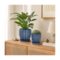 Ceramic Plant Pots, Modern Flower Pots, Small Plant Pots 4.5+5.5inch | Flower Pots Indoor Planters with Drainage and